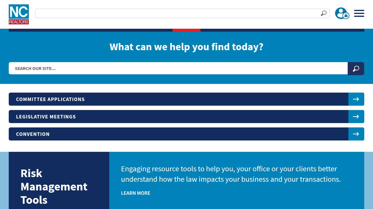 Screenshot of the NC REALTORS official website, a key source for state market data.