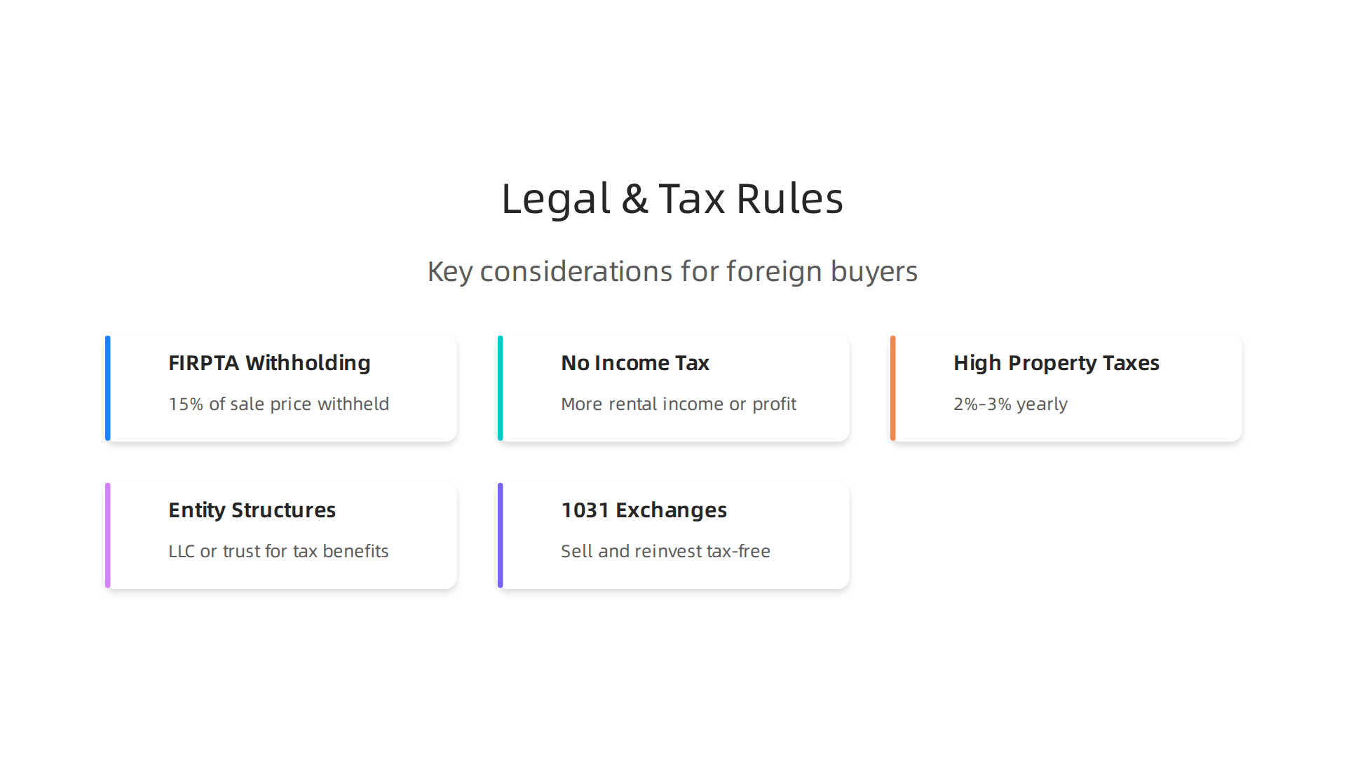 Understand the essential legal and tax considerations, including FIRPTA and property taxes, for international investors buying real estate in Texas.