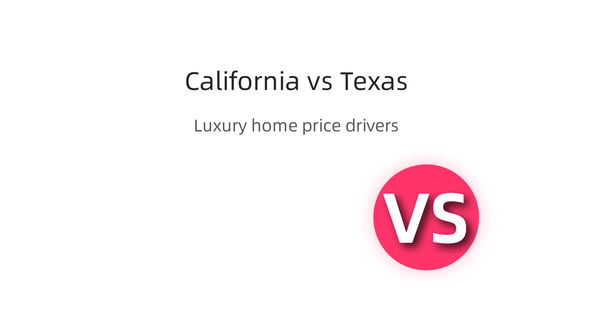 An infographic comparing the key factors that influence luxury home prices in California and Texas.