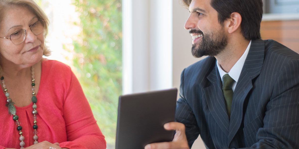 An international buyer receiving expert legal and tax advice for property investment.