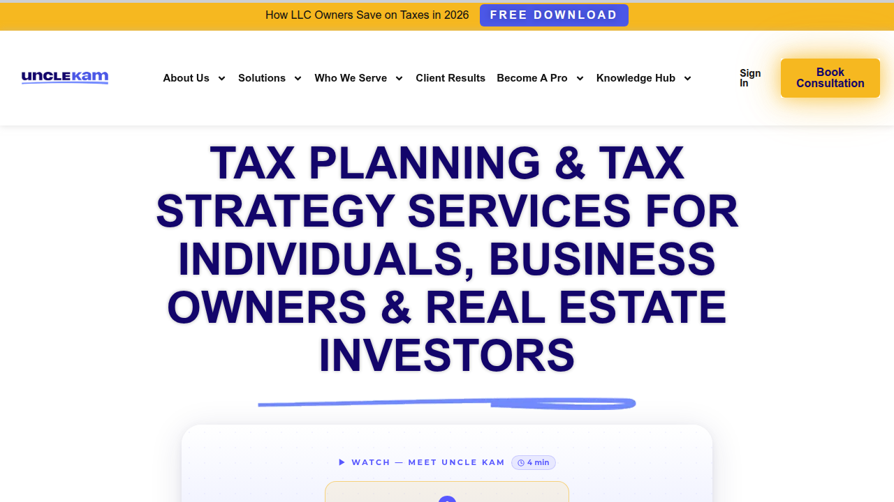 Homepage of Uncle Kam's blog, providing tax strategy guides crucial for real estate investment and foreign ownership.